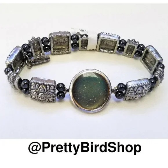 Last one! Pewter stretch BRACELET Sparkle NEW - Picture 1 of 10